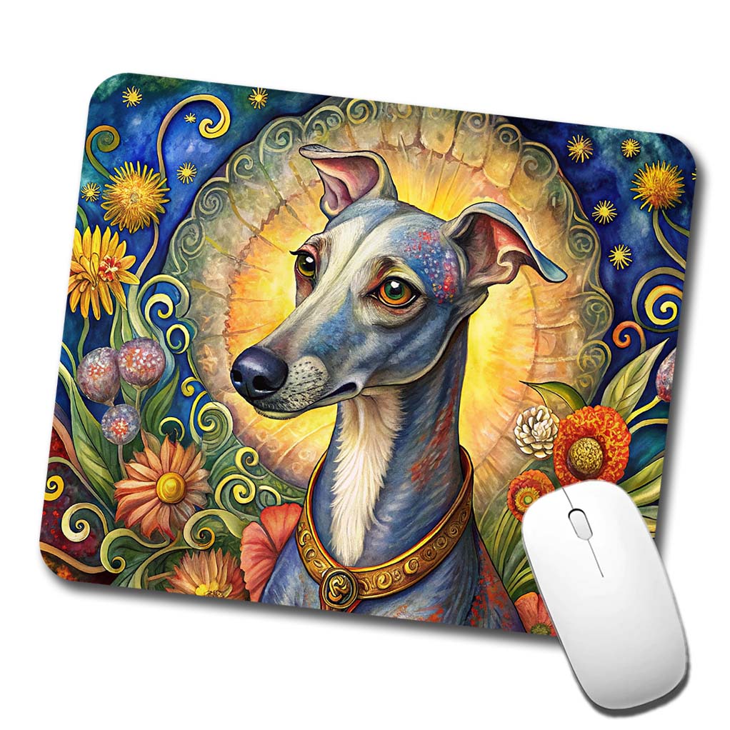 Italian Greyhound Dog French Bohemian Art Low Profile Mouse Pad Mat