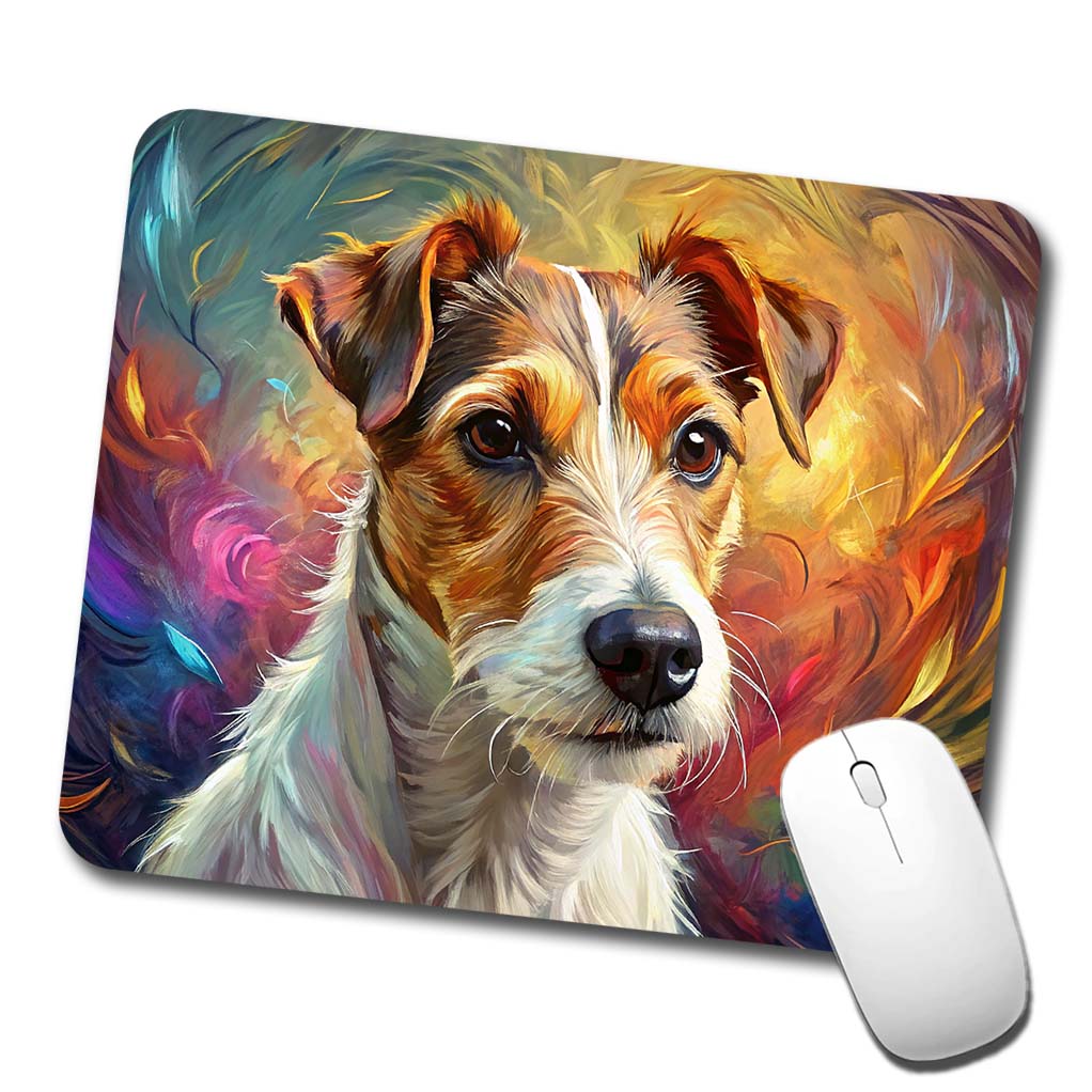 Jack Russell Terrier Dog Expressionism Art Low Profile Mouse Pad Mat