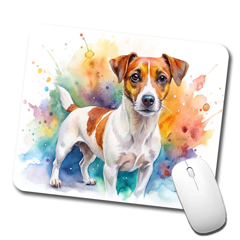 Jack Russell Terrier Dog Watercolor Style Low Profile Mouse Pad Mat