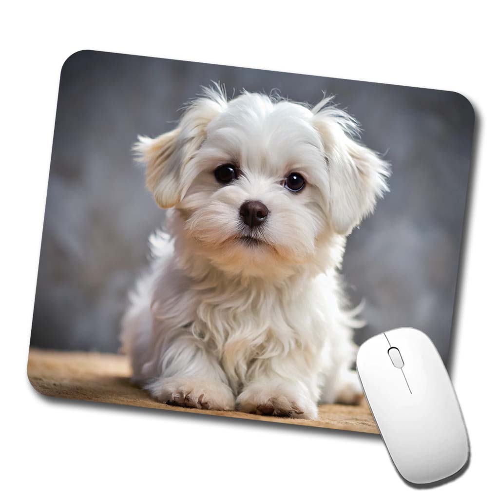 Maltese Dog Puppy Photo Low Profile Mouse Pad Mat