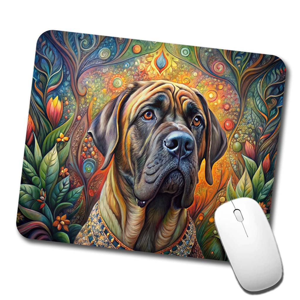 Mastiff Dog Bohemian Art Low Profile Mouse Pad Mat