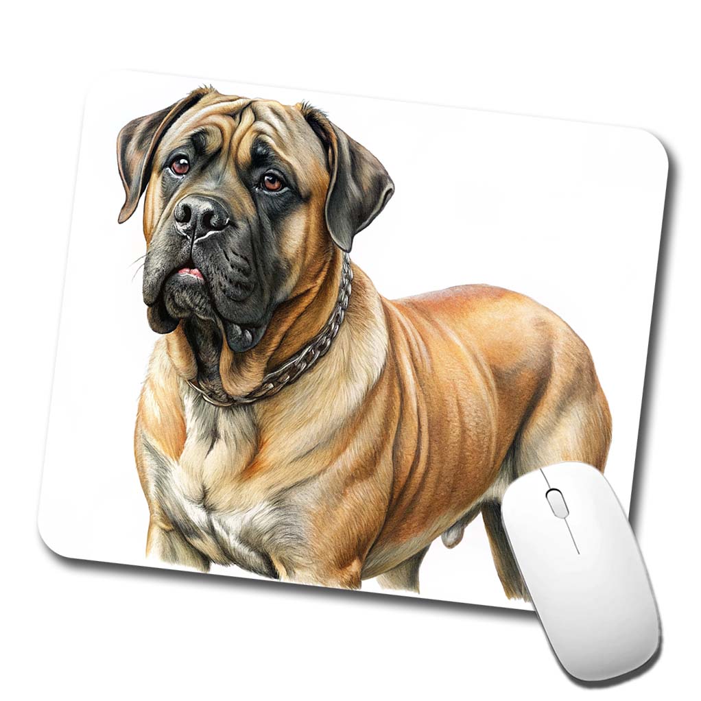 Mastiff Dog Illustration Low Profile Mouse Pad Mat