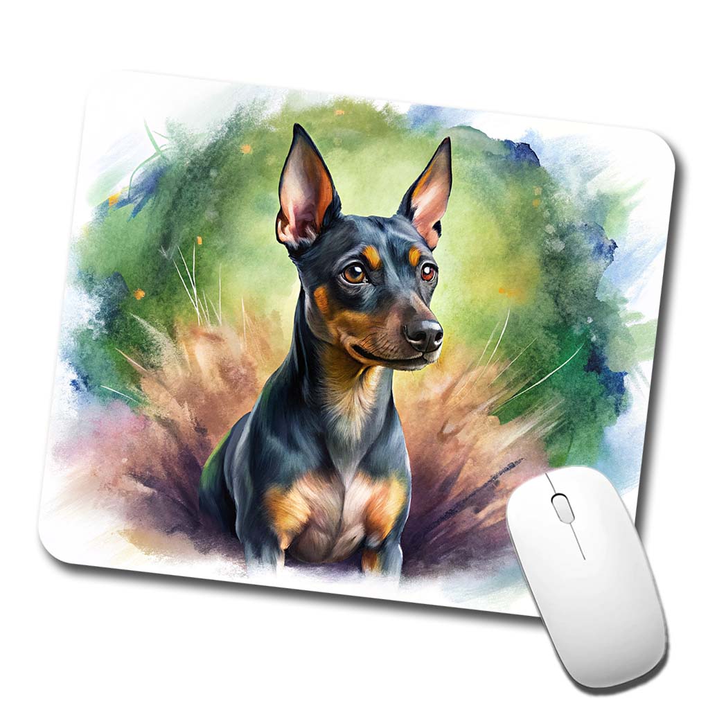 Miniature Pinscher Dog Illustration Low Profile Mouse Pad Mat