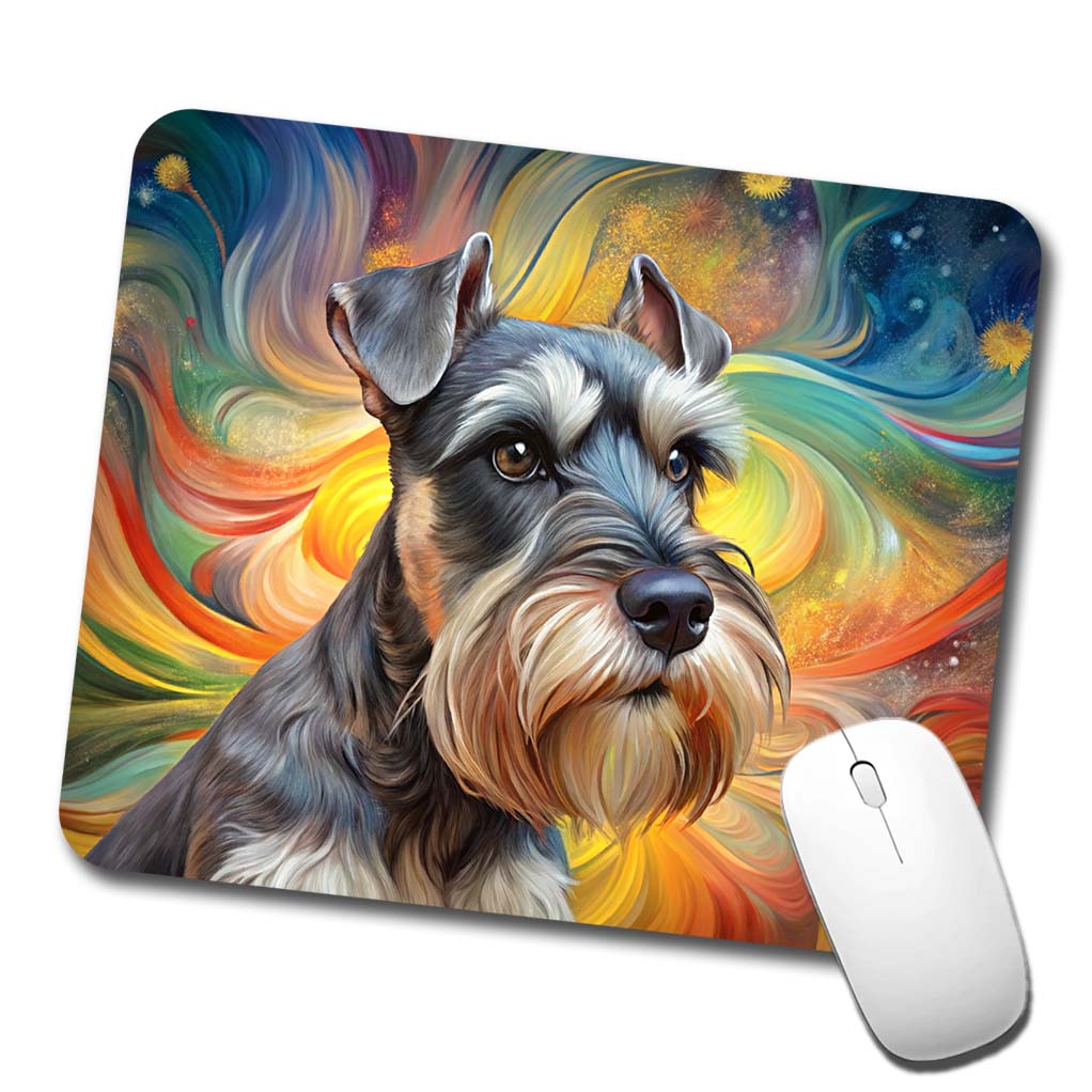 Miniature Schnauzer Dog Abstract Art Low Profile Mouse Pad Mat