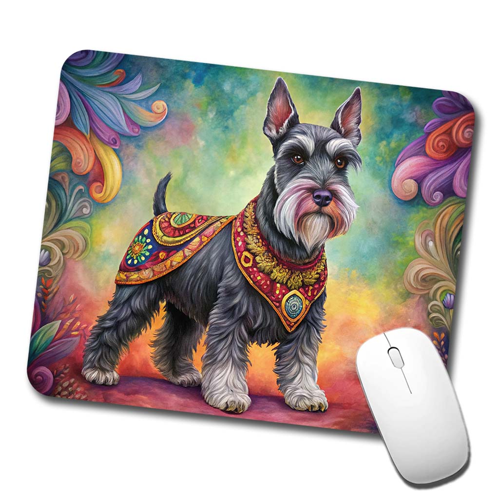 Miniature Schnauzer Dog Bohemian Art Low Profile Mouse Pad Mat