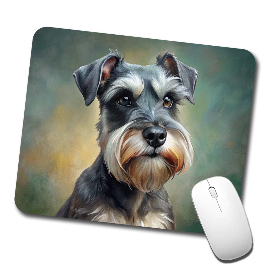 Miniature Schnauzer Dog Illustration Low Profile Mouse Pad Mat