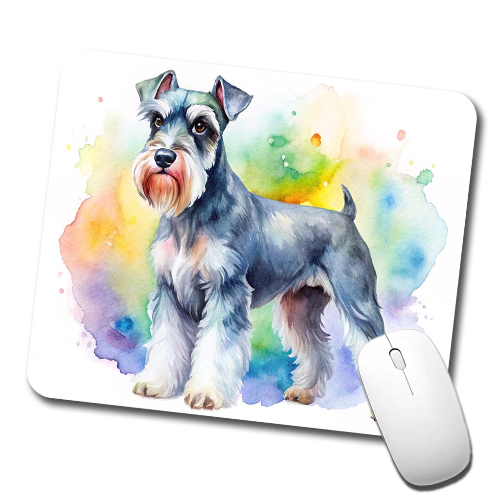 Miniature Schnauzer Dog Watercolor Style Low Profile Mouse Pad Mat