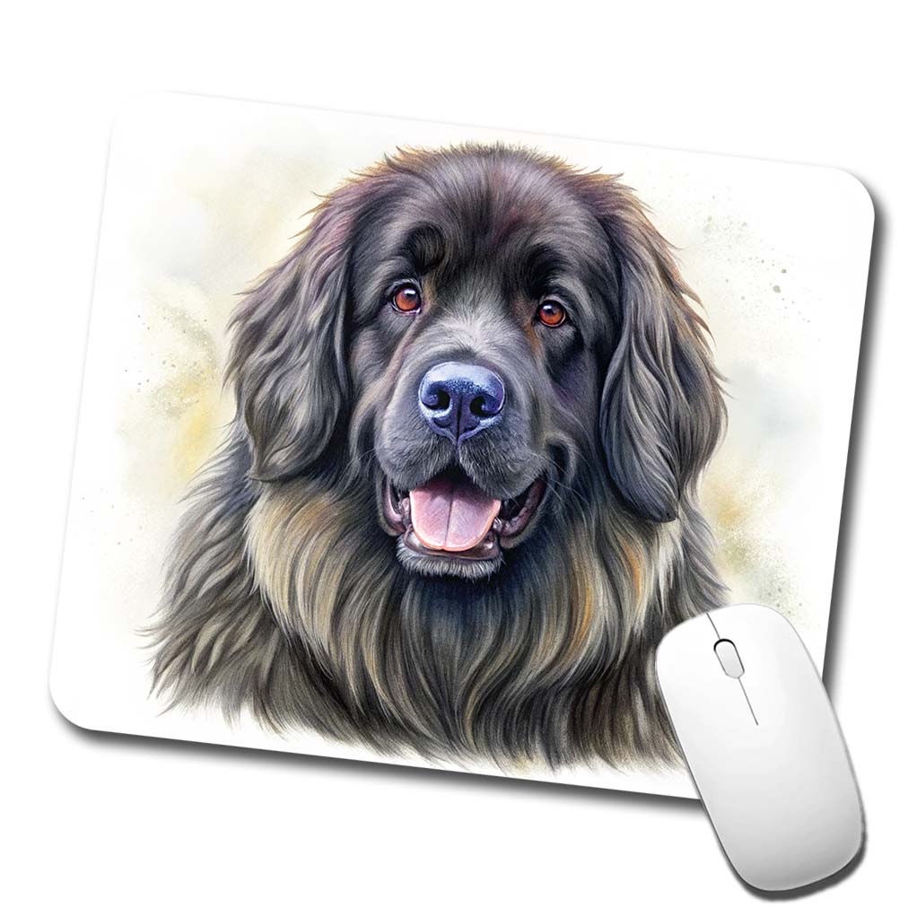 Newfoundland Dog Illustration Low Profile Mouse Pad Mat
