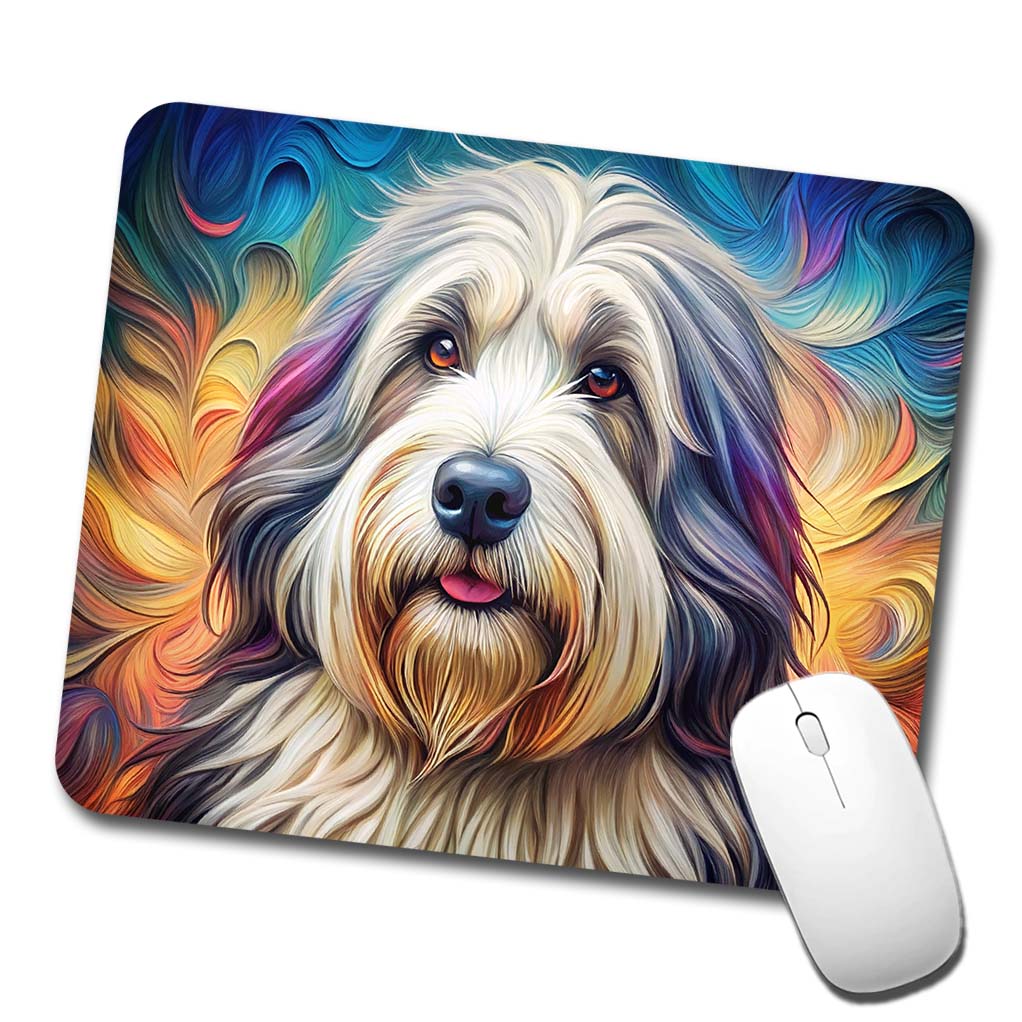 Old English Sheepdog Dog French Bohemian Art Low Profile Mouse Pad Mat