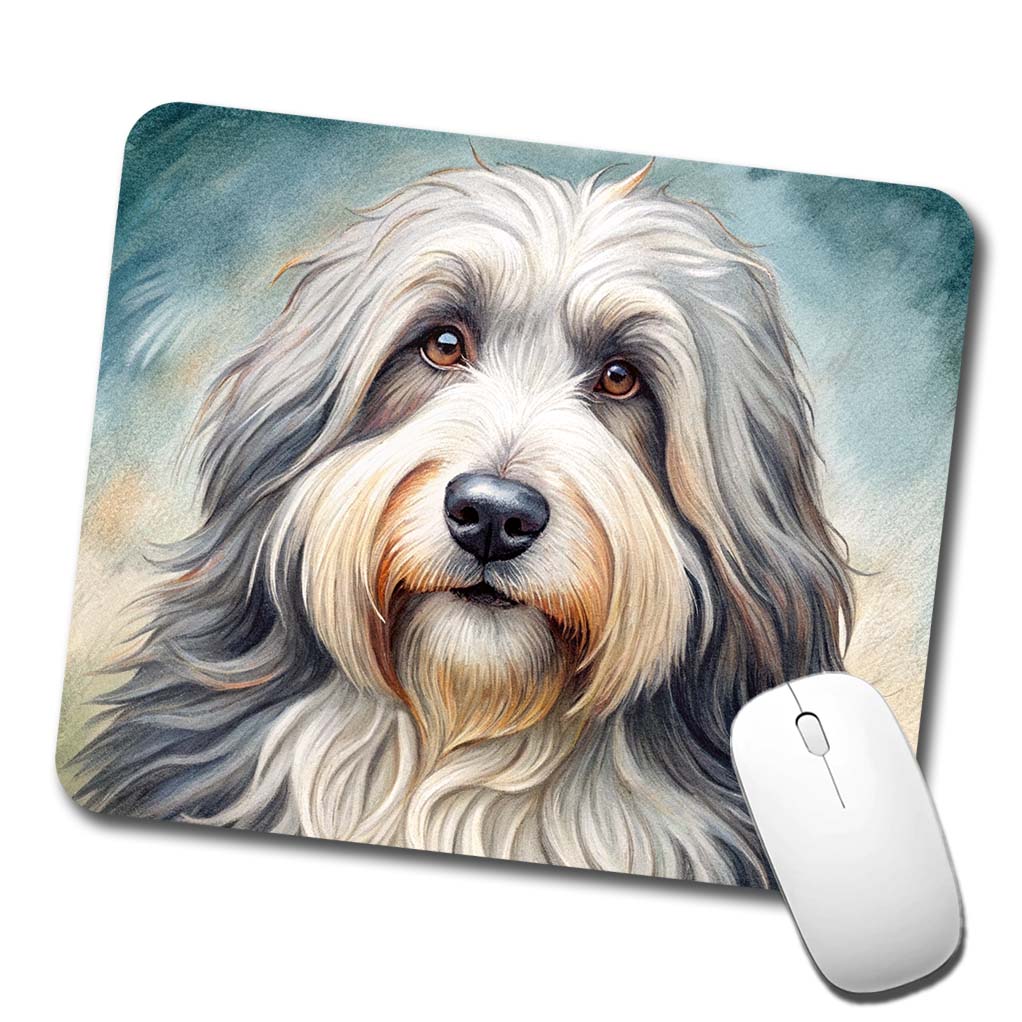 Old English Sheepdog Dog Illustration Low Profile Mouse Pad Mat