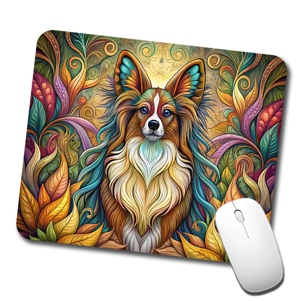 Papillion Dog Art Nouveau Low Profile Mouse Pad Mat