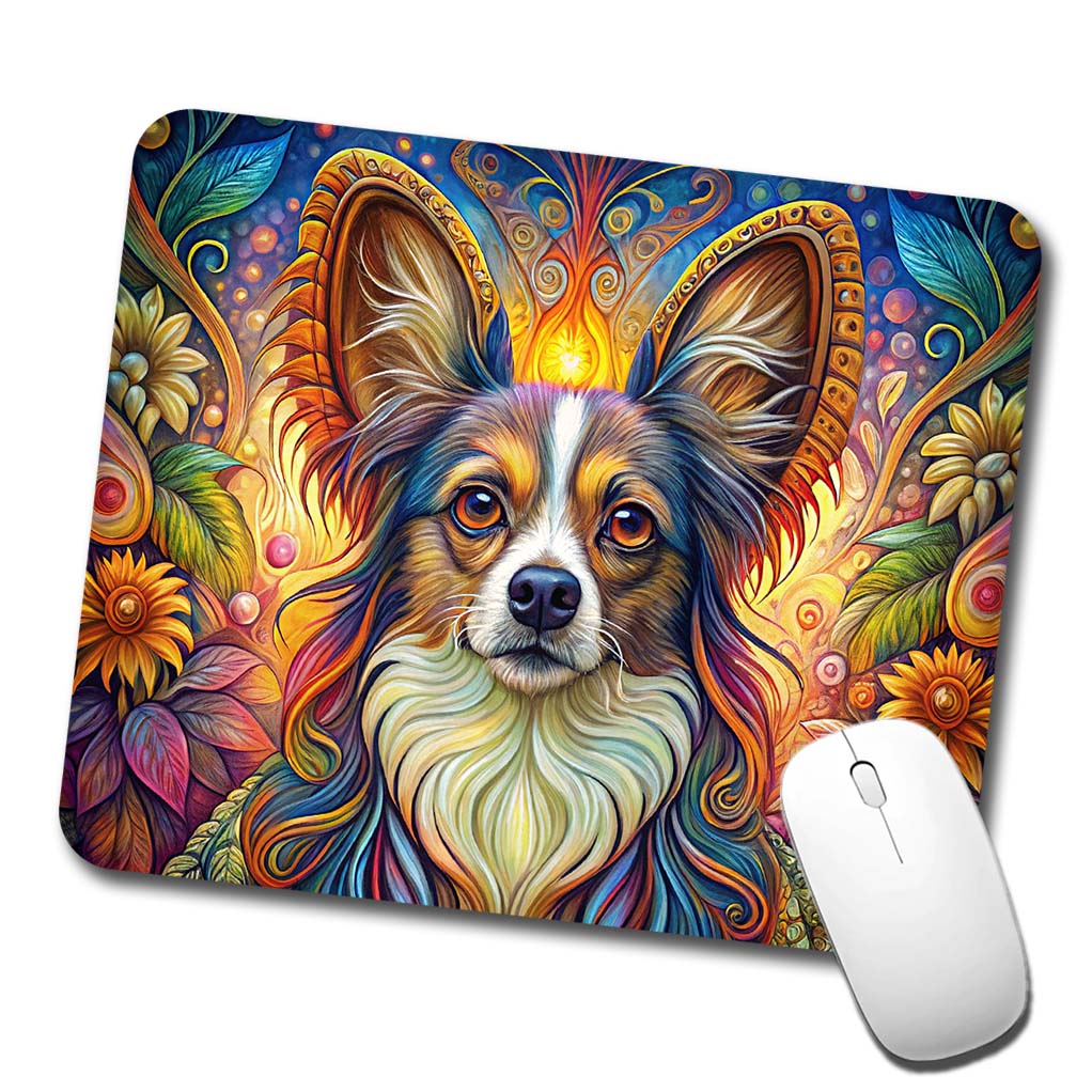 Papillion Dog French Bohemian Art Low Profile Mouse Pad Mat