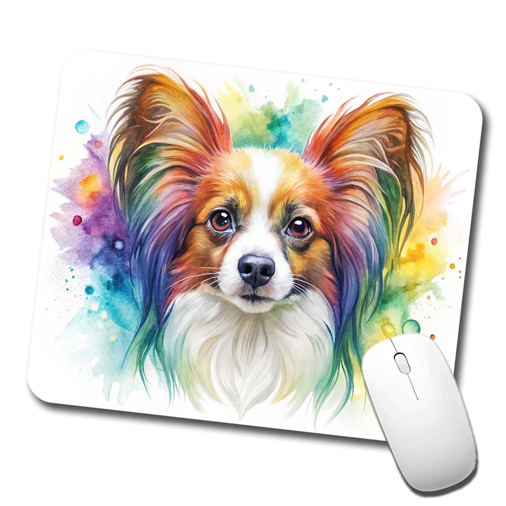 Papillion Dog Watercolor Style Low Profile Mouse Pad Mat