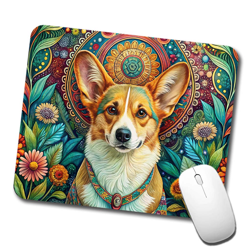 Pembroke Welsh Corgi Dog Bohemian Art Low Profile Mouse Pad Mat