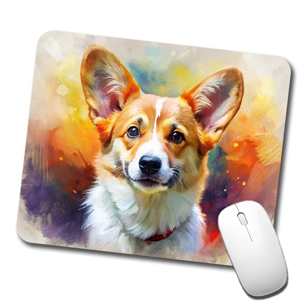Pembroke Welsh Corgi Dog Expressionism Art Low Profile Mouse Pad Mat