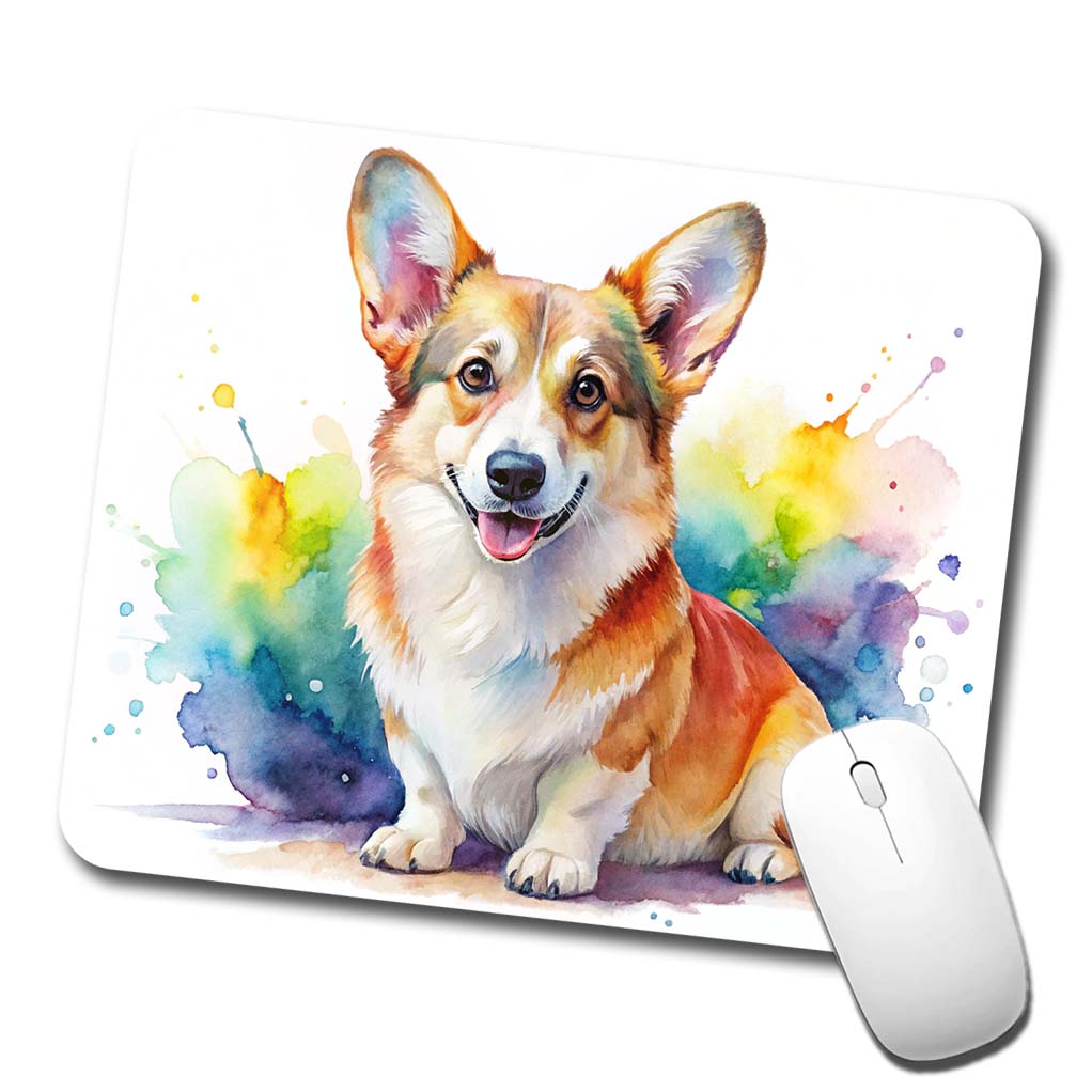 Pembroke Welsh Corgi Dog Watercolor Style Low Profile Mouse Pad Mat