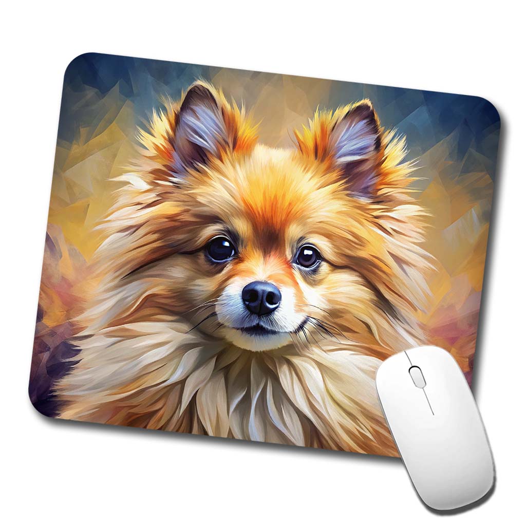 Pomeranian Dog Expressionism Art Low Profile Mouse Pad Mat