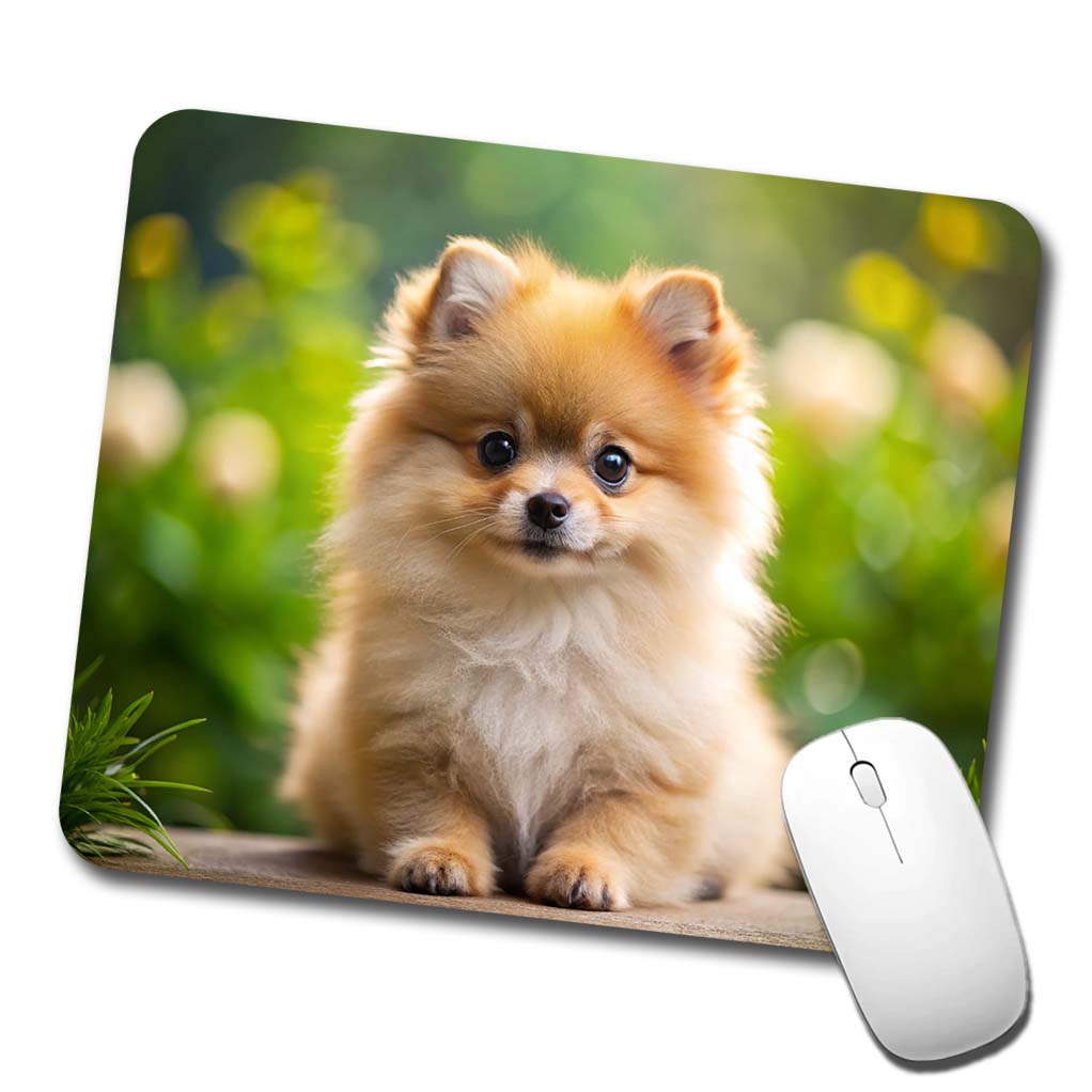 Pomeranian Dog Puppy Photo Low Profile Mouse Pad Mat