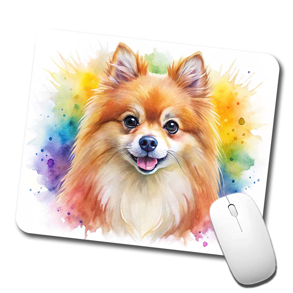 Pomeranian Dog Watercolor Style Low Profile Mouse Pad Mat