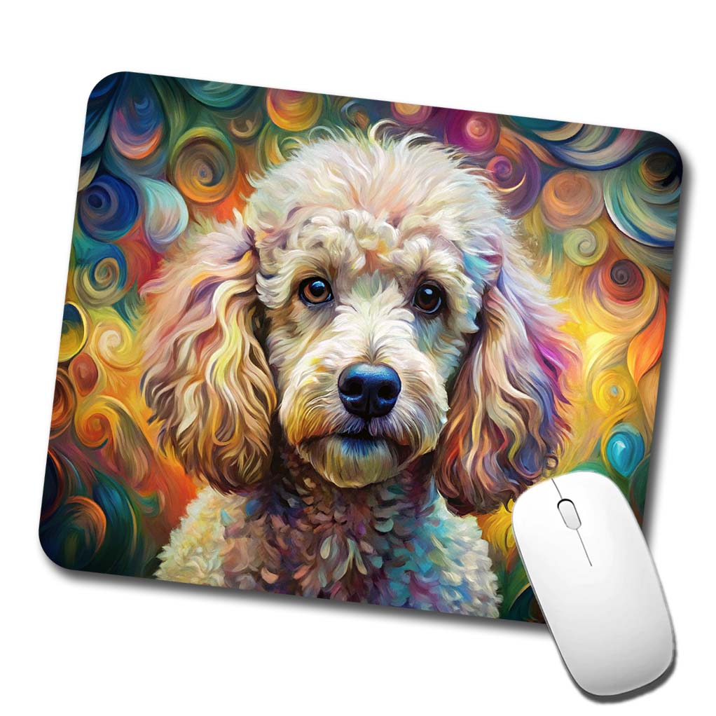 Poodle Dog Abstract Art Low Profile Mouse Pad Mat