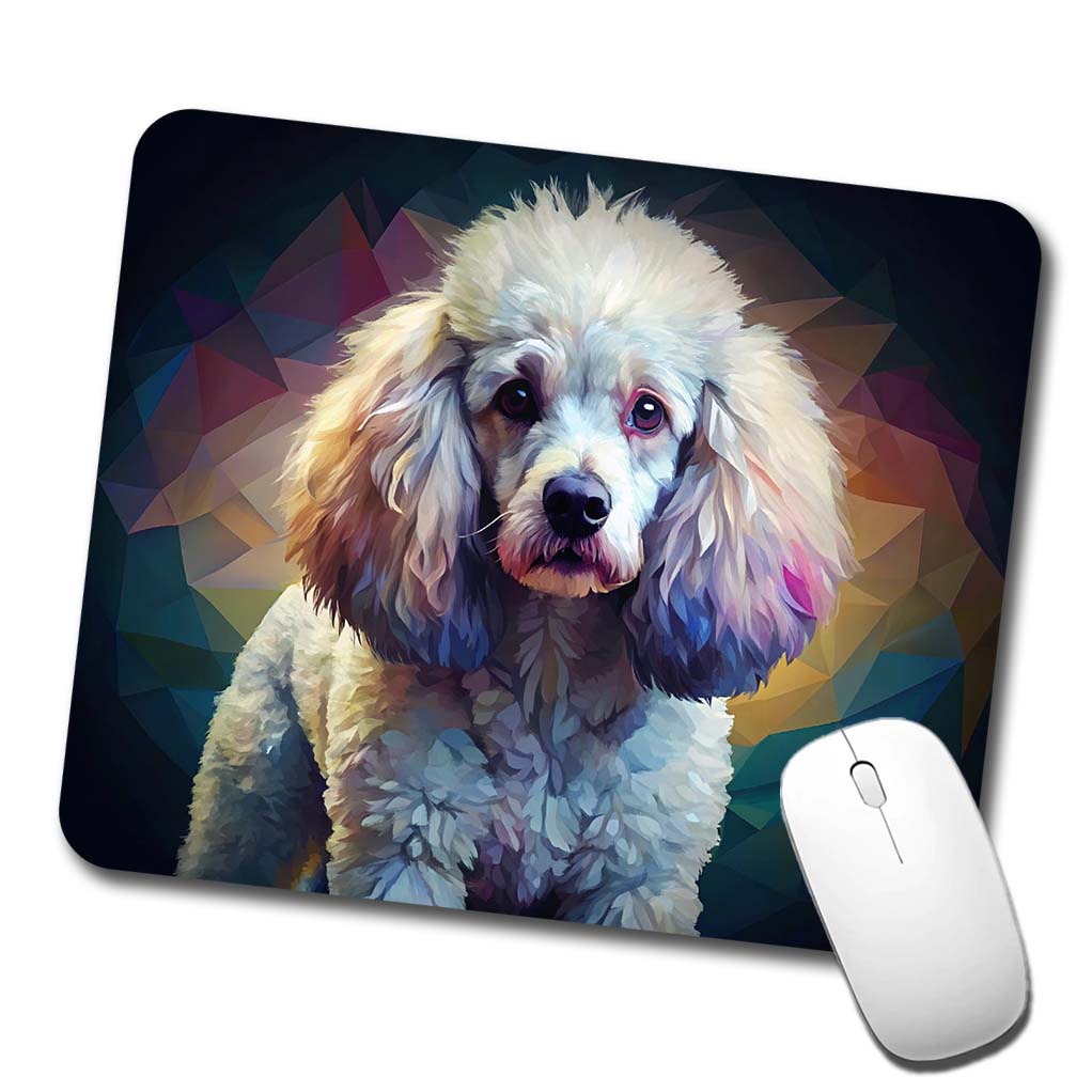 Poodle Dog Abstract Stylized Art Low Profile Mouse Pad Mat