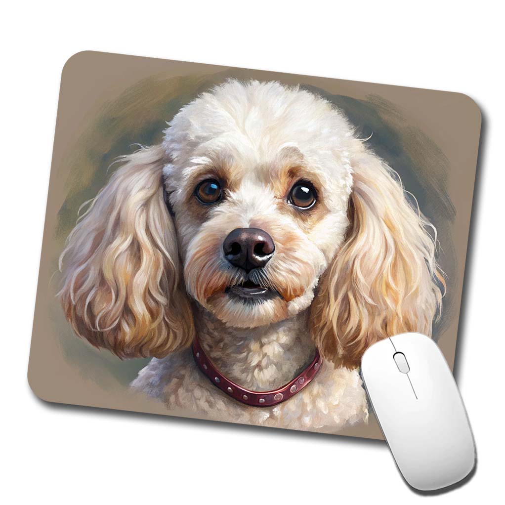 Poodle Dog Illustration Low Profile Mouse Pad Mat