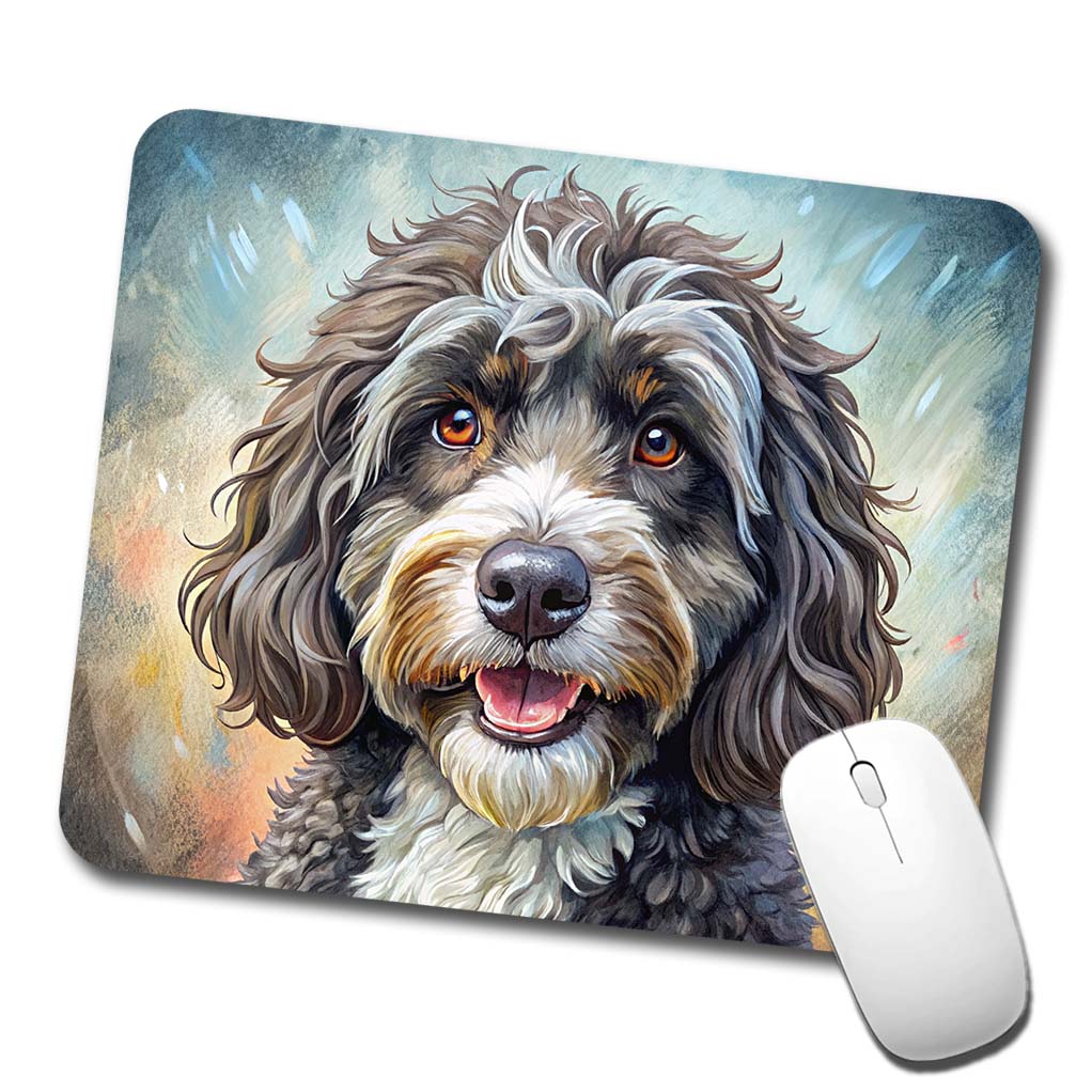 Portuguese Water Dog Illustration Low Profile Mouse Pad Mat