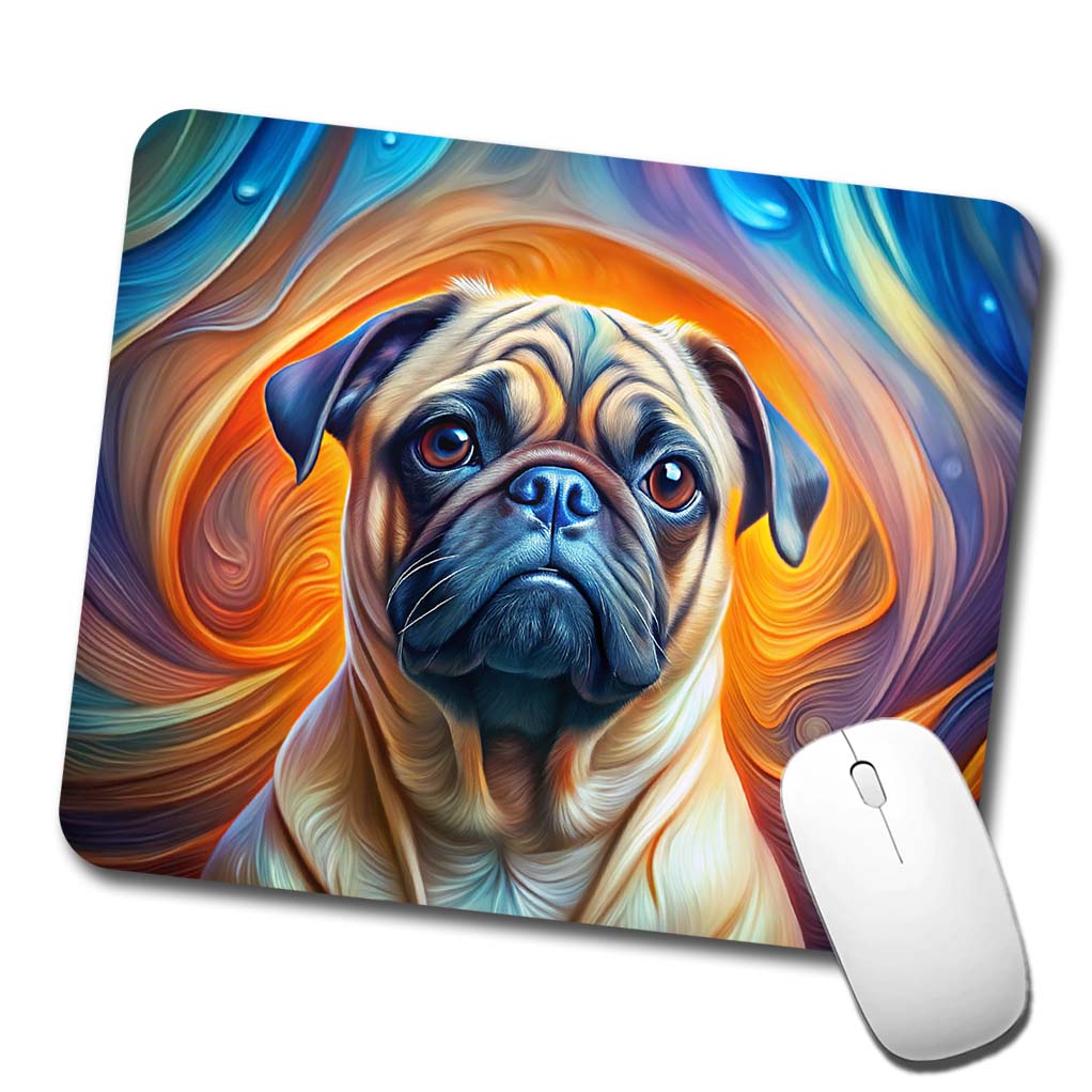 Pug Dog Abstract Art Low Profile Mouse Pad Mat