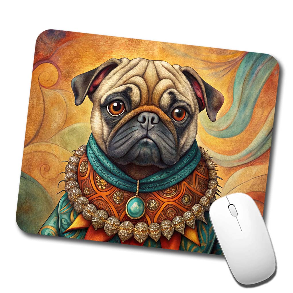 Pug Dog French Bohemian Art Low Profile Mouse Pad Mat