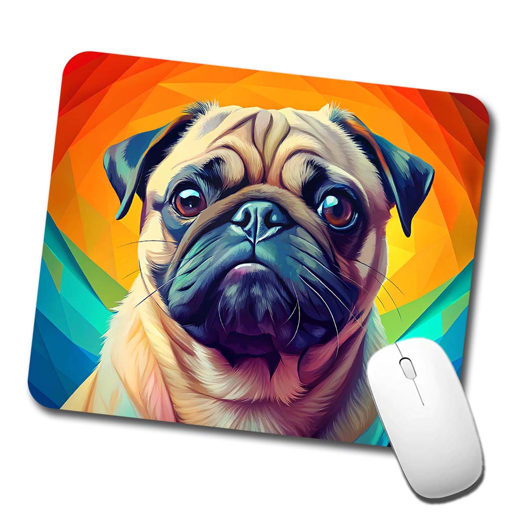 Pug Dog Pop Art Low Profile Mouse Pad Mat