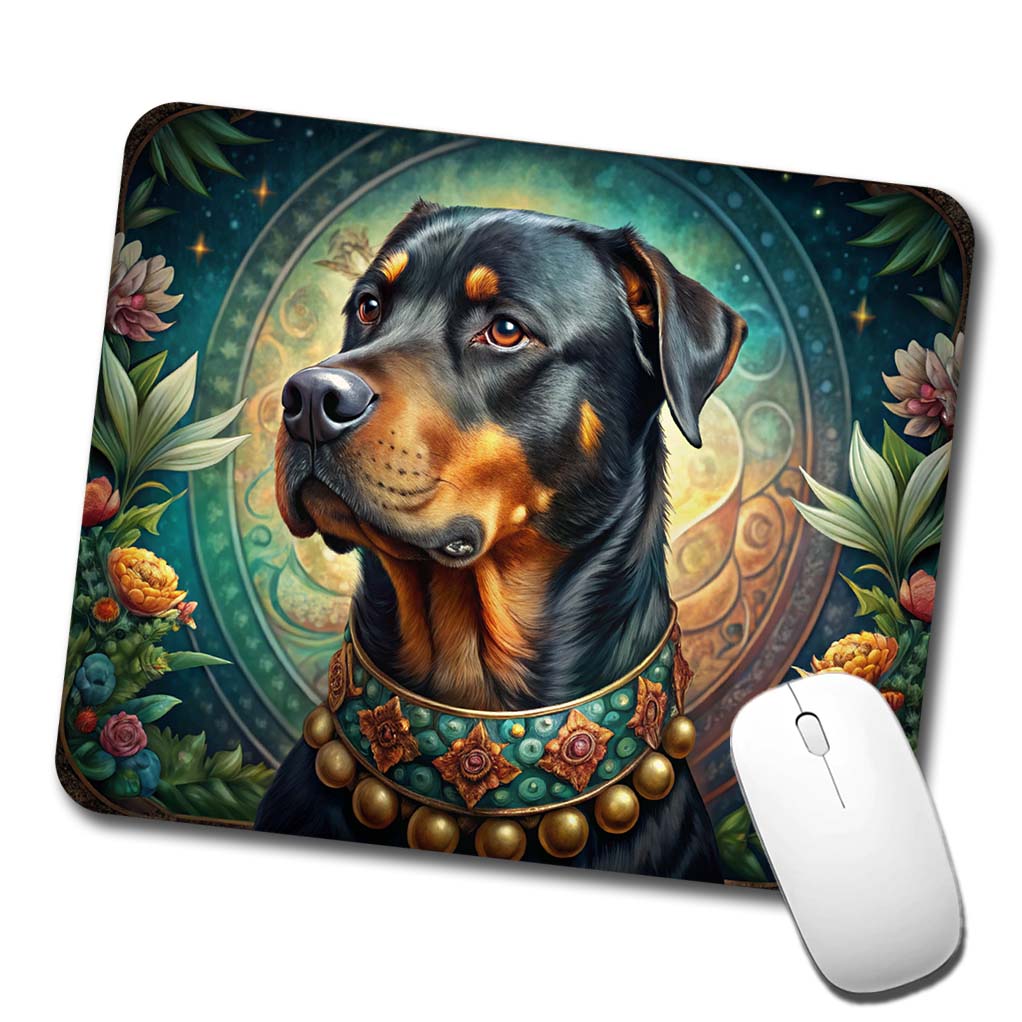 Rottweiler Dog French Bohemian Art Low Profile Mouse Pad Mat