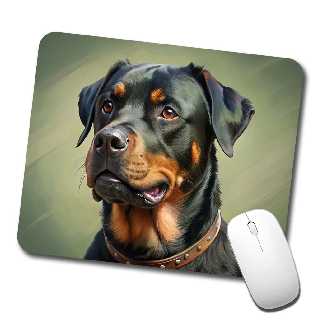 Rottweiler Dog Illustration Low Profile Mouse Pad Mat