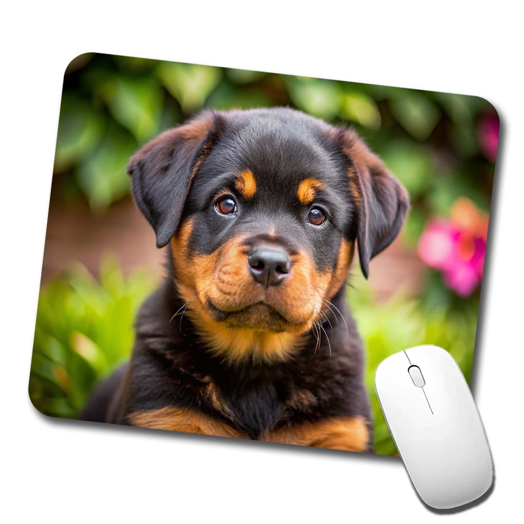 Rottweiler Dog Puppy Photo Low Profile Mouse Pad Mat