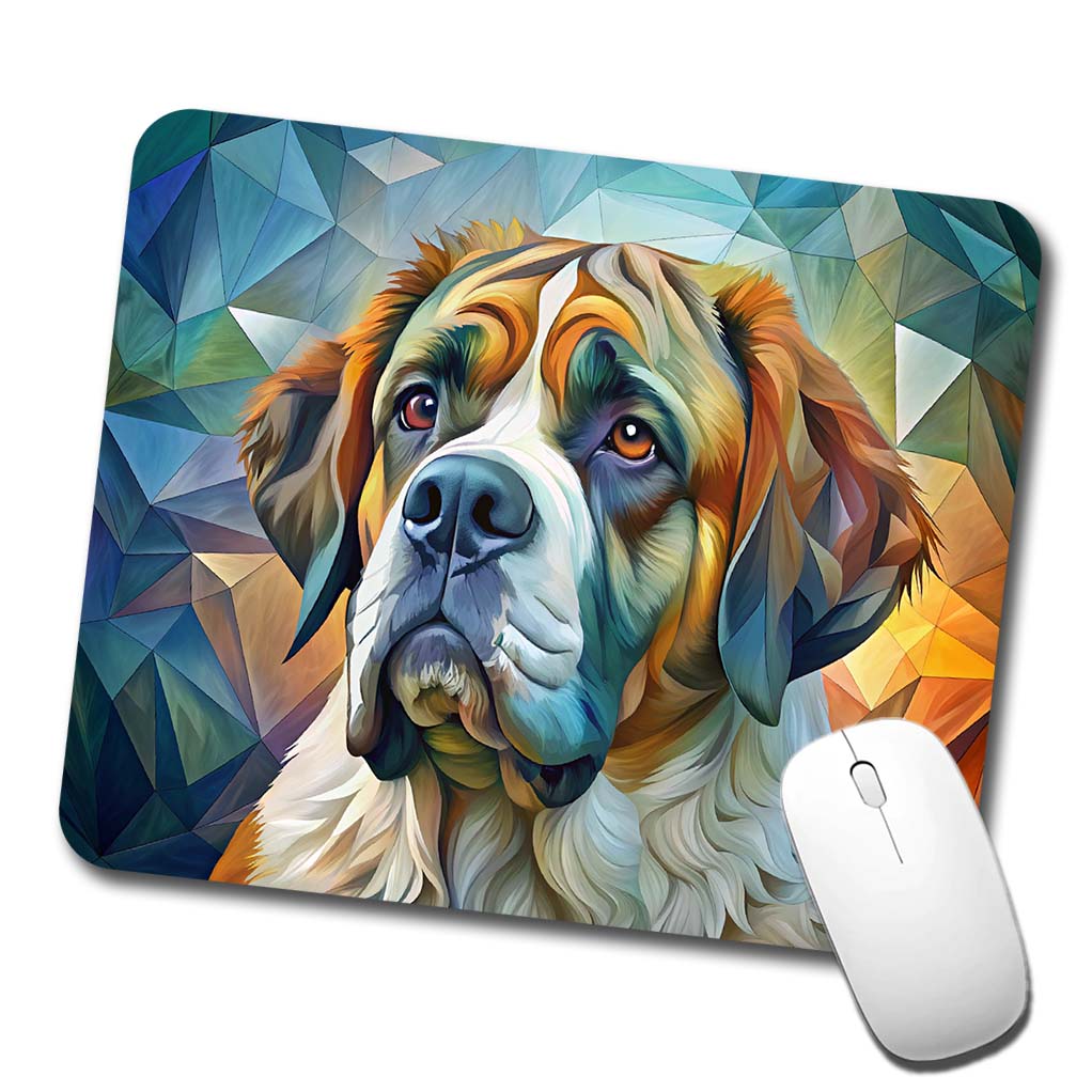 Saint Bernard Dog Abstract Art Low Profile Mouse Pad Mat