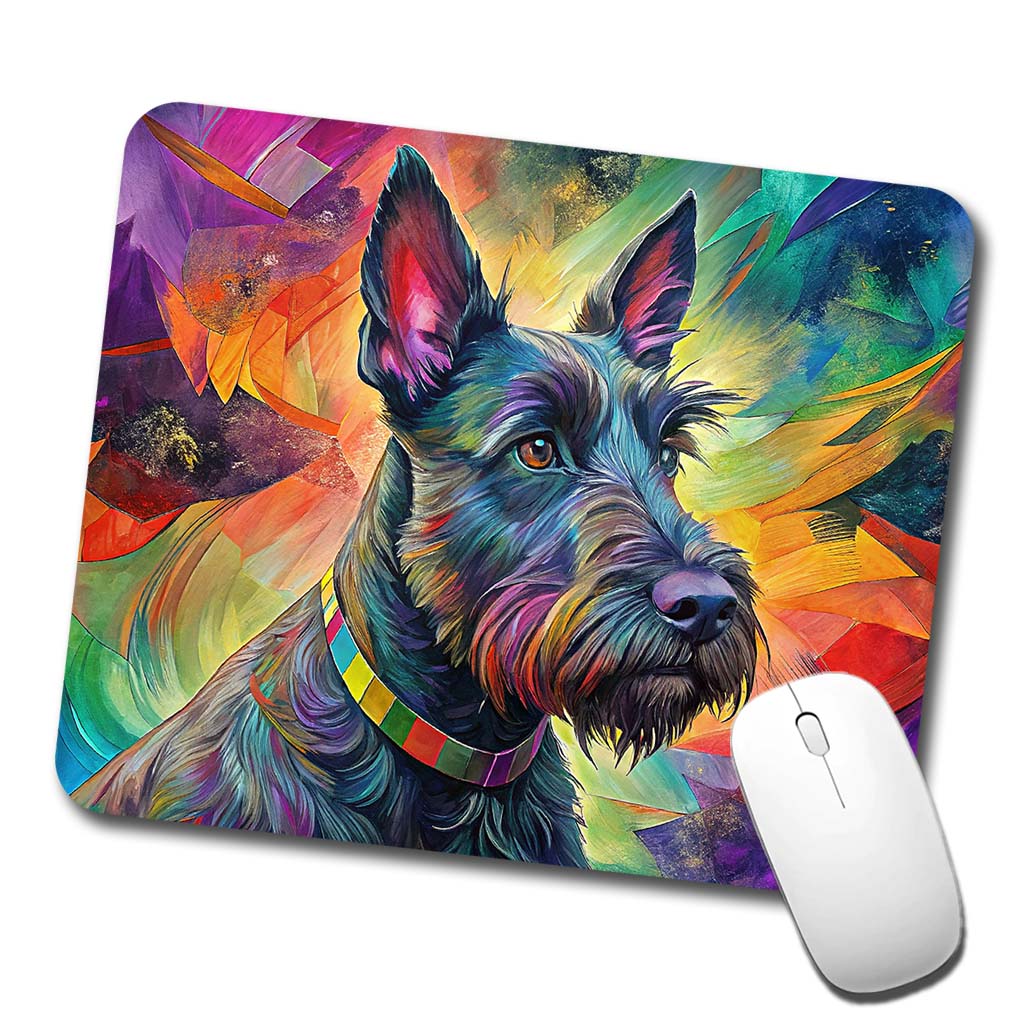 Scottish Terrier Dog Abstract Art Low Profile Mouse Pad Mat