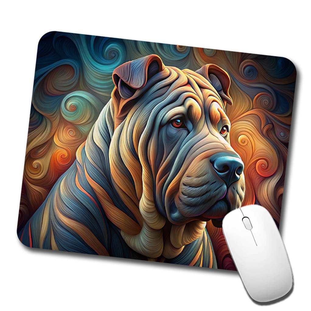 Shar Pei Dog Abstract Art Low Profile Mouse Pad Mat