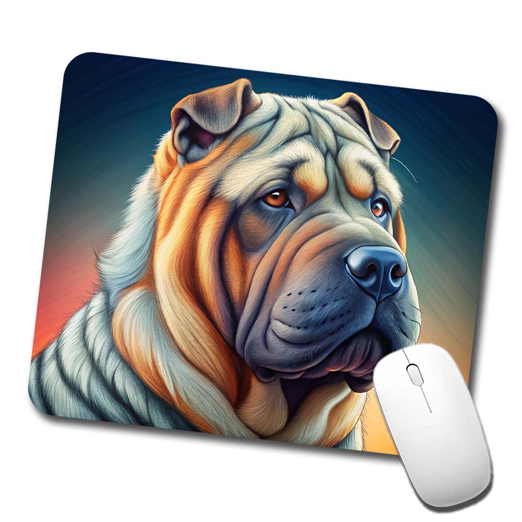 Shar Pei Dog Art Nouveau Low Profile Mouse Pad Mat