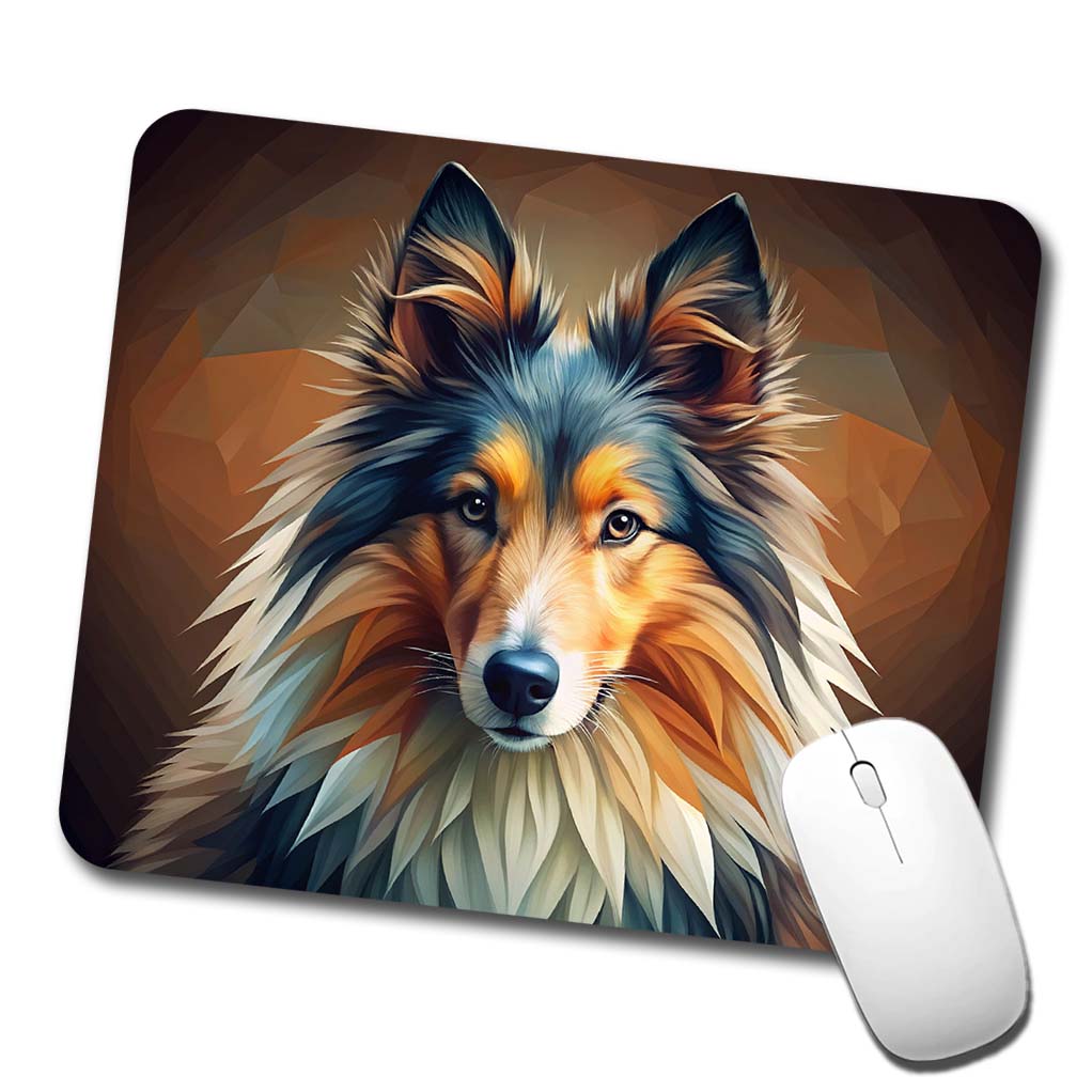 Shetland Sheepdog Sheltie Dog Abstract Stylized Art Low Profile Mouse Pad Mat