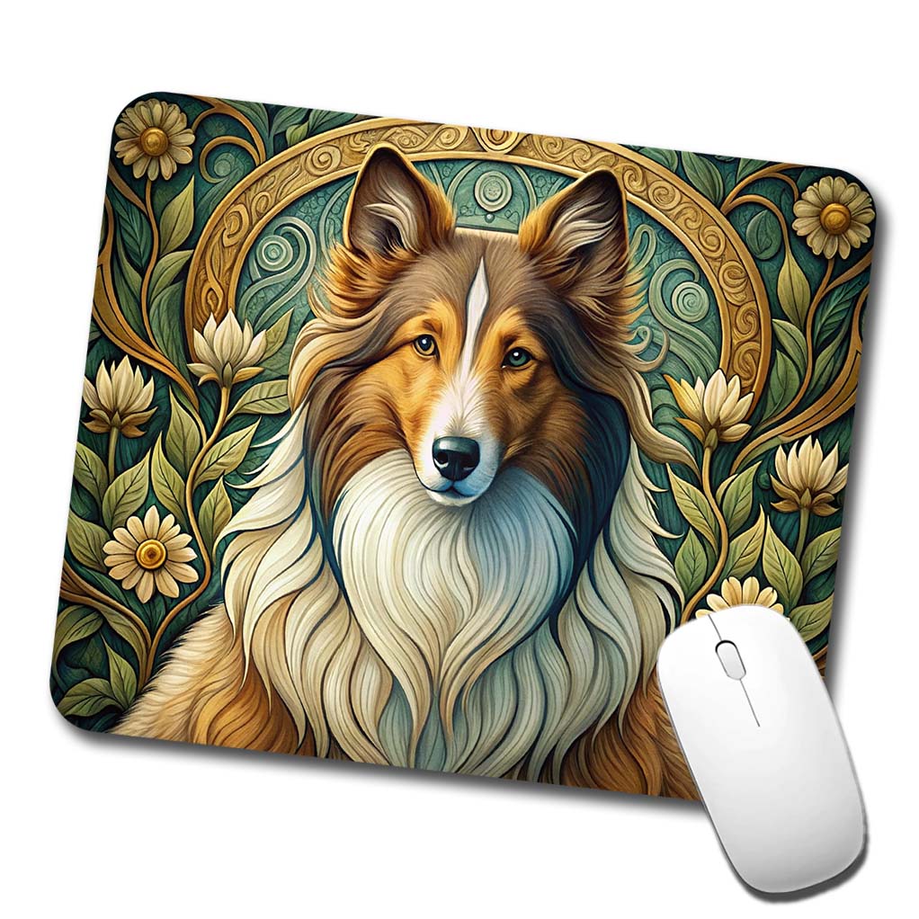 Shetland Sheepdog Sheltie Dog Art Nouveau Low Profile Mouse Pad Mat