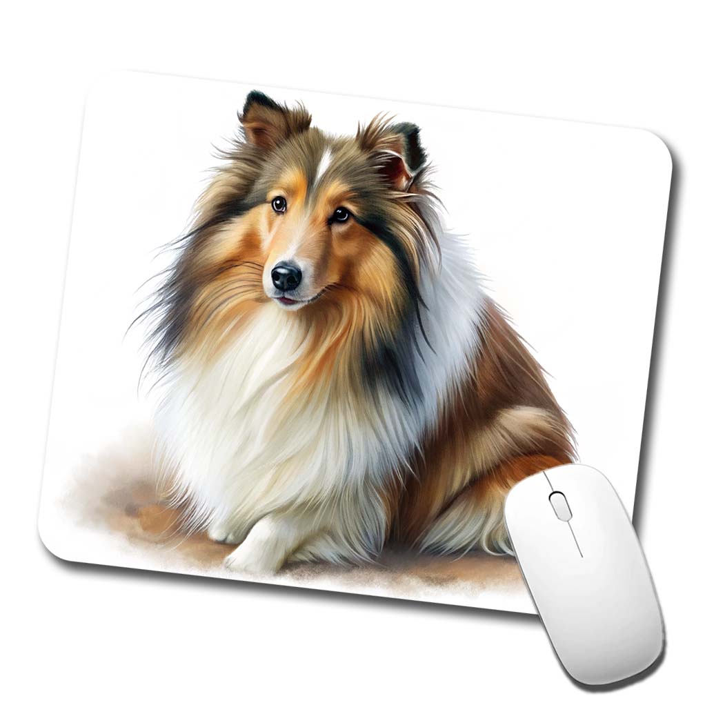 Shetland Sheepdog Sheltie Dog Illustration Low Profile Mouse Pad Mat