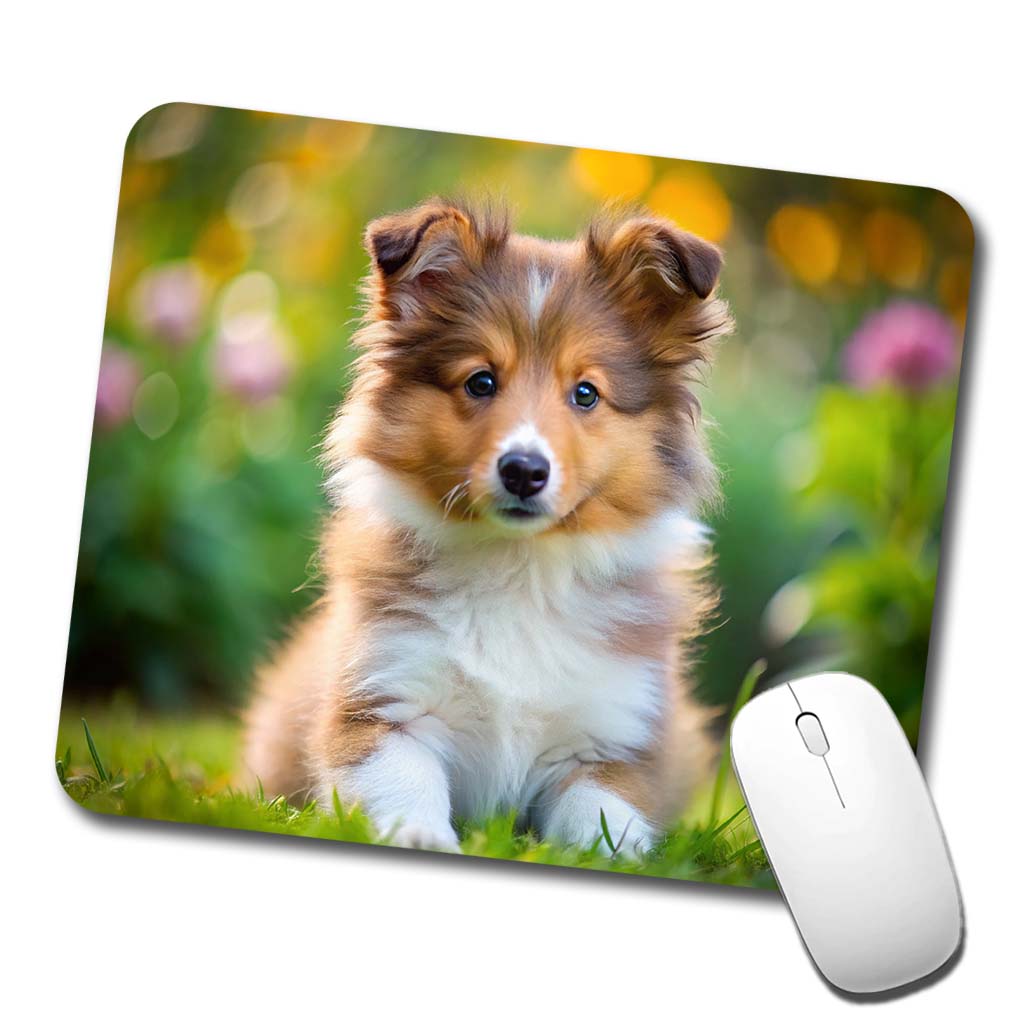 Shetland Sheepdog Sheltie Dog Puppy Photo Low Profile Mouse Pad Mat
