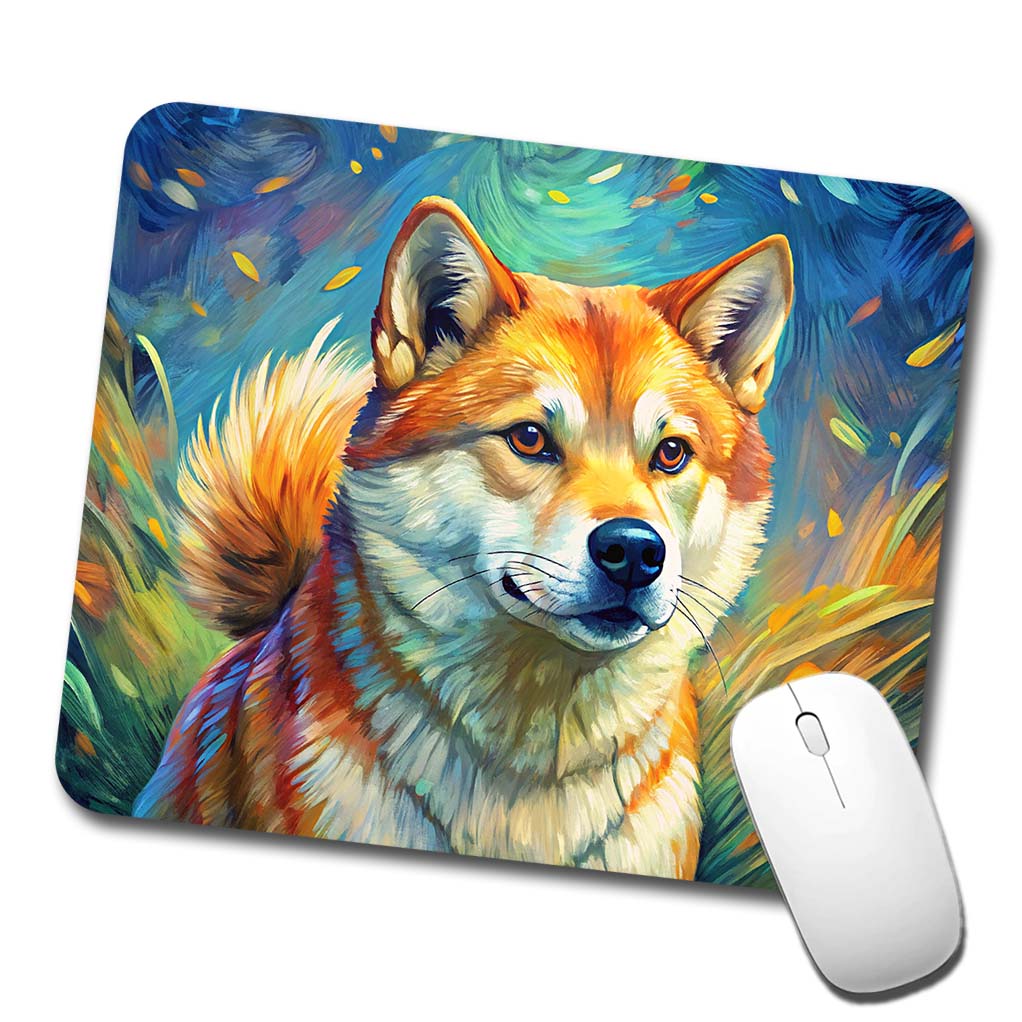 Shiba Inu Dog Expressionism Art Low Profile Mouse Pad Mat