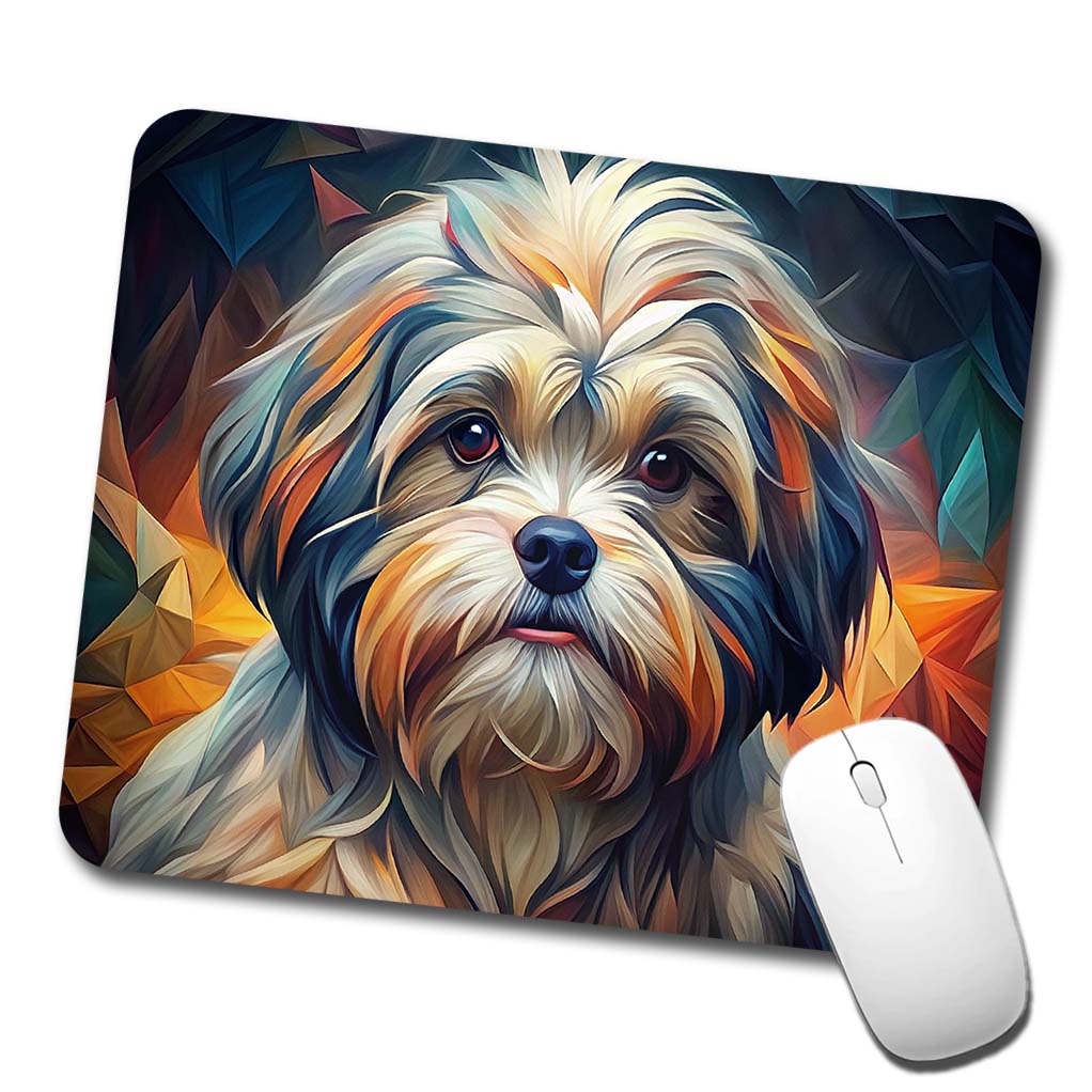 Shih Tzu Dog Abstract Art Low Profile Mouse Pad Mat