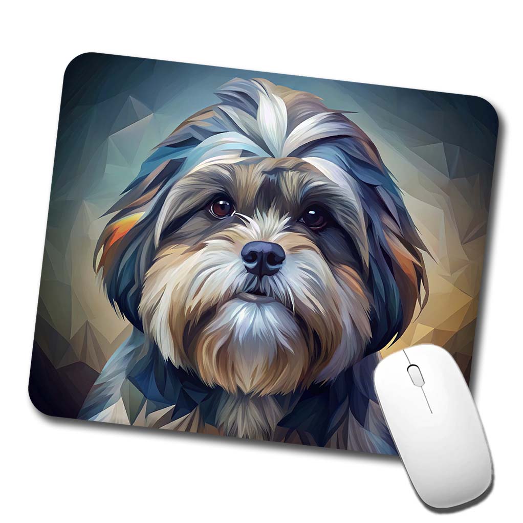 Shih Tzu Dog Abstract Stylized Art Low Profile Mouse Pad Mat