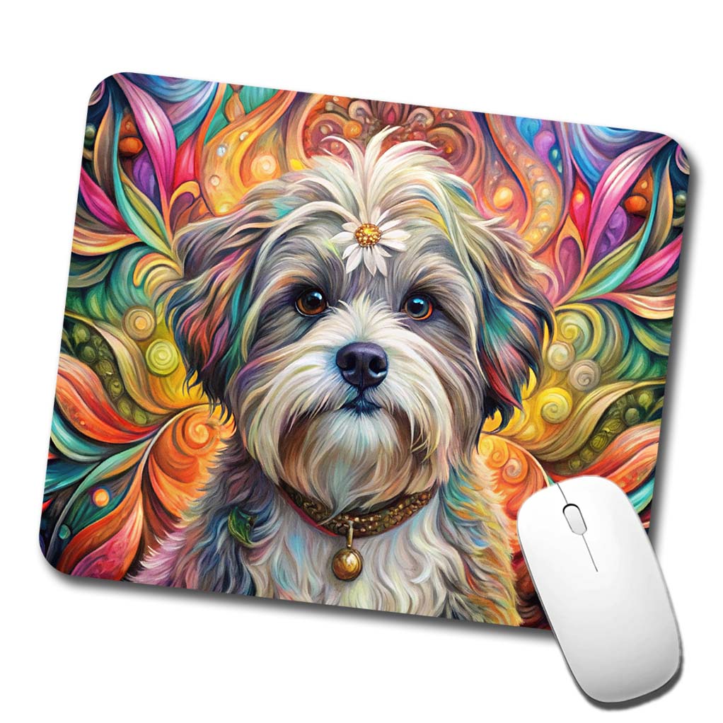 Shih Tzu Dog Bohemian Art Low Profile Mouse Pad Mat