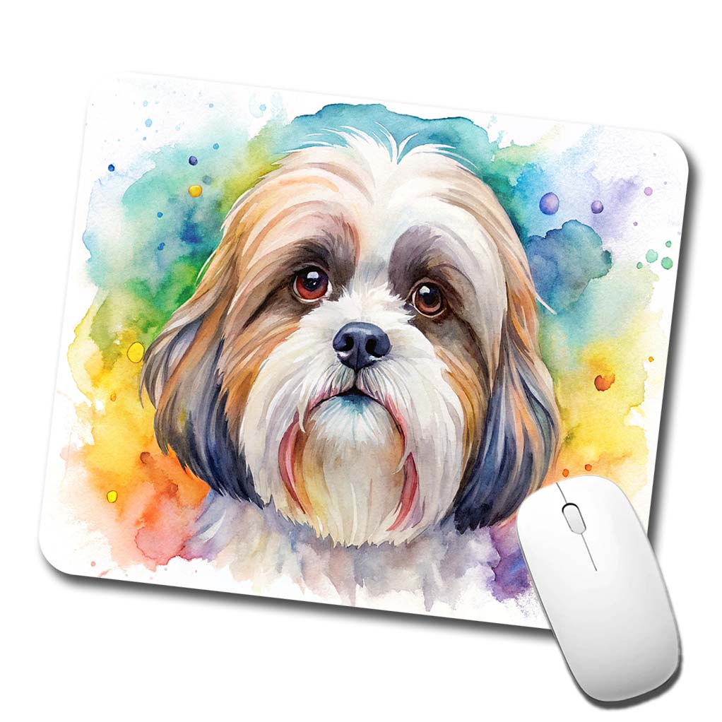 Shih Tzu Dog Watercolor Style Low Profile Mouse Pad Mat