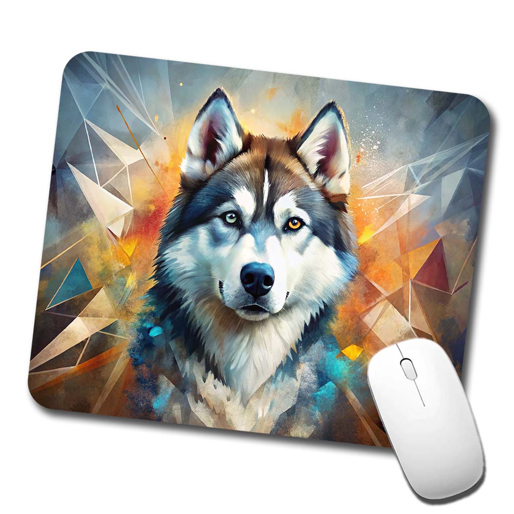 Siberian Husky Dog Abstract Art Low Profile Mouse Pad Mat