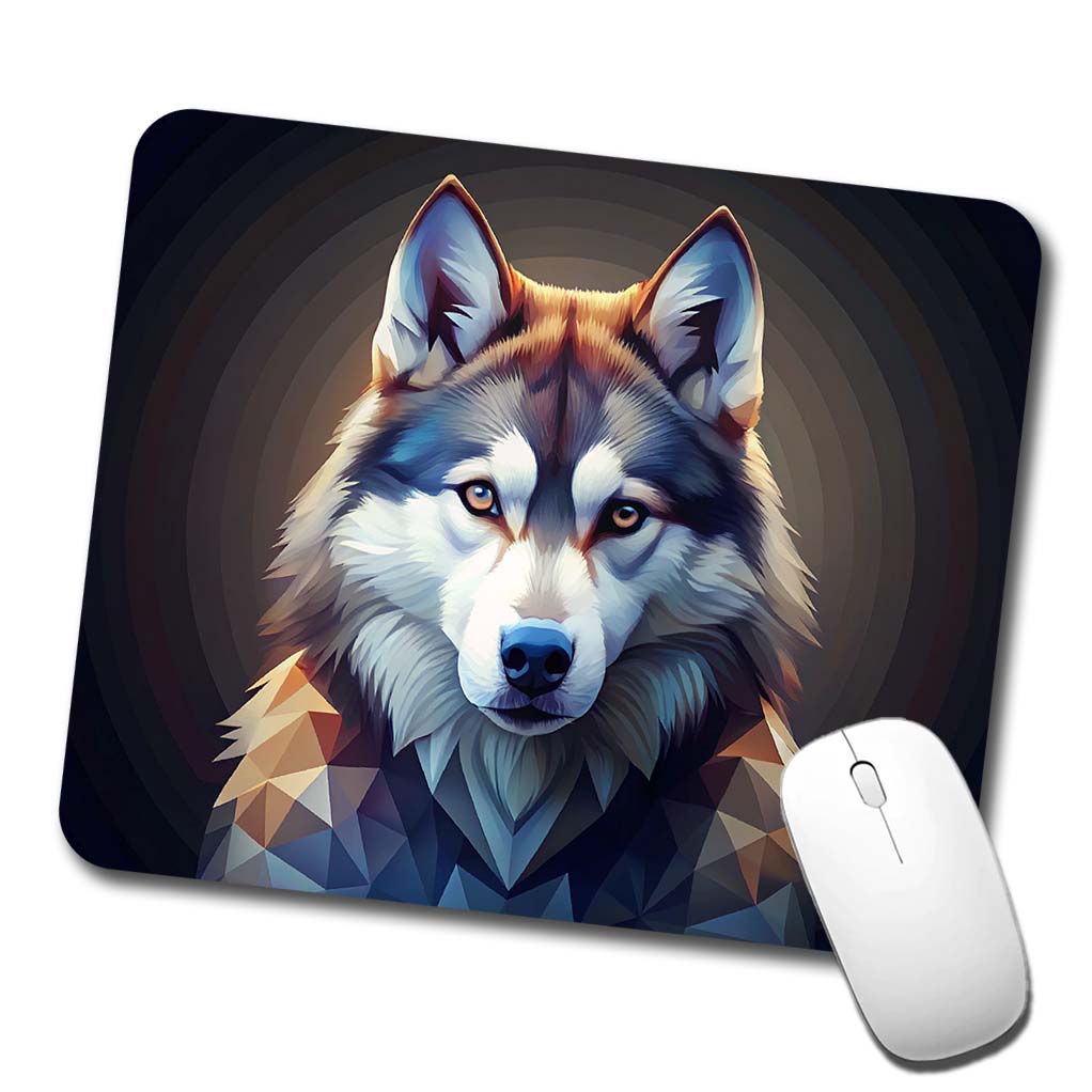 Siberian Husky Dog Abstract Stylized Art Low Profile Mouse Pad Mat