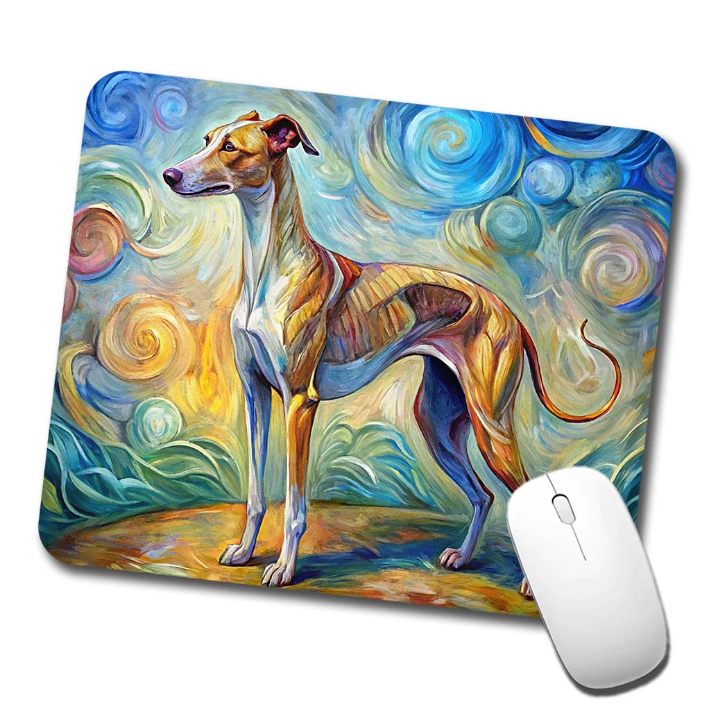 Whippet Dog Expressionism Art Low Profile Mouse Pad Mat