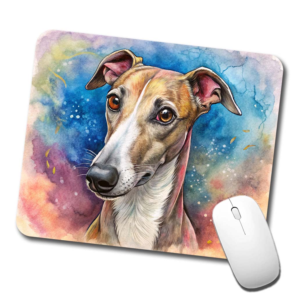 Whippet Dog Illustration Low Profile Mouse Pad Mat